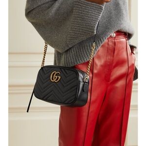 Gucci Marmont Medium GG black leather shoulder or crossbody bag